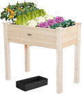 ZSYWODFO 34x18x30in Wooden Raised Garden Bed with Legs,Elevated Reinforced Planter Box with Bed Liner for Backyard/Patio/Gardener,150lb Capacity - Natural
