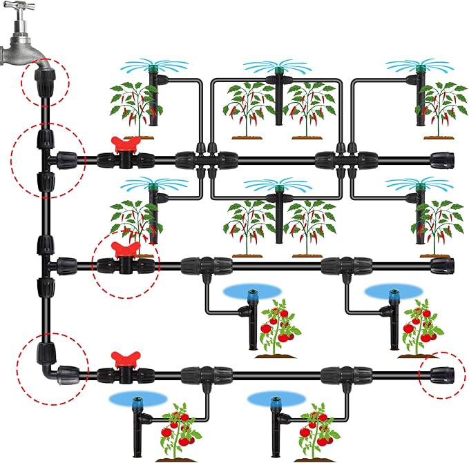 12pc 1/2 inch Drip Irrigation Fittings Tee Connectors,ANTI-DROP Lock Barbed Tee Connectors For (1/2" ID x0.6-0.63" OD) Drip Tubing Drip Irrigation Fittings