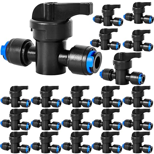 20 Pack 1/4" Drip Irrigation Shut Off Valve, Quick Connect Universal Drip Irrigation Tubing Coupling Valve, Connector Locking Fitting for Sprinkler or Drip Irrigation System