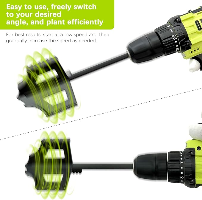 4-in-1 Soil Cultivator Garden Handheld Drill Tiller Attachment, Loosener Tool and Soil Digger for Planter Boxes and Raised Garden Beds, Planter Auger Compatible with 3/8" Hex Drive Drill