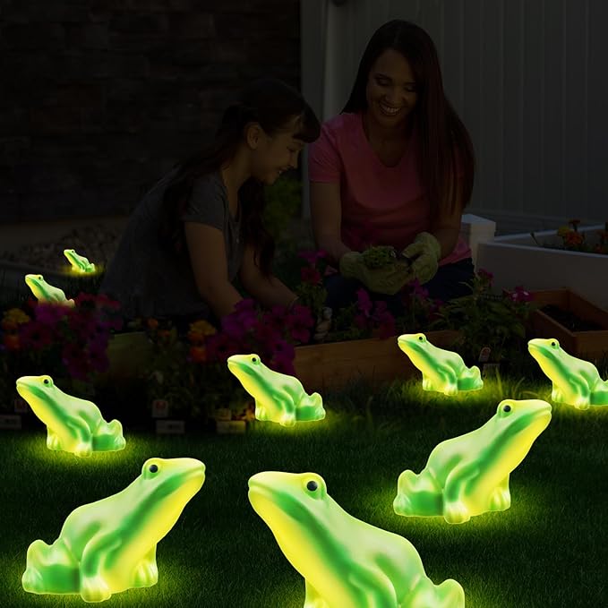 Solar Frog Path Lights Outdoor for Garden Art Decor,6PACKS Frog Easter Yard Decorations,Frog Lights for Housewarming Gifts,Lawn Ornament,Gardening Gifts for Grandma,Women,Mom Day,House Decor