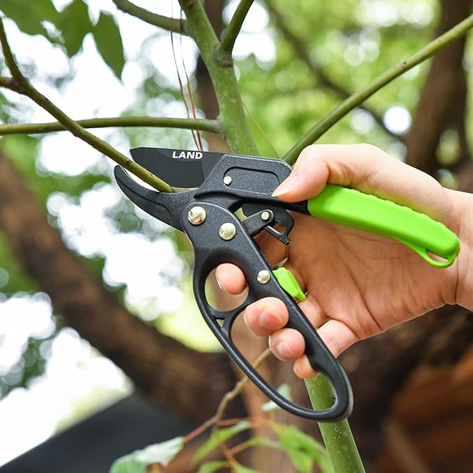 LAND Garden clippers 8" Professional Ratchet Anvil Pruning Shears, Ratcheting Mechanism, Anvil Groove, Garden Shears Clippers, Anvil Pruner, Hand Tools Scissors Loppers for trimming
