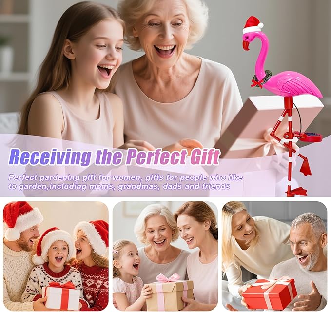 Solar Garden Lights Flamingo Decorations Outdoor Waterproof,2 Packs Solar Flamingo Light Garden Decor,Pink Flamingo Statue Decorative Figurine Lights for Yard Art Patio Porch Lawn