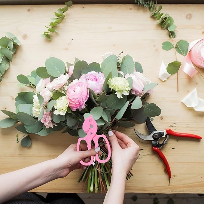 VICASKY Pruning Shears and Thorn Stripping Scissors for Roses, Gardening Tool for Flower Stem Trimming and Branch Cutting, Ergonomic Pink Floral Clippers for Garden Use