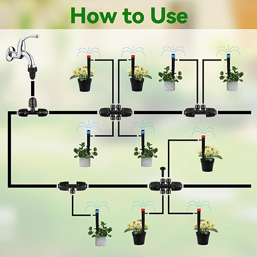 Kalolary 8PCS Drip Irrigation Tee Connectors, 1/2'' to 1/4'' Drip Irrigation Fittings Barbed Tee 3-Way Connector Anti-Leak Barbed Lock Fittings Drip Irrigation Parts for Garden Lawn Irrigation System