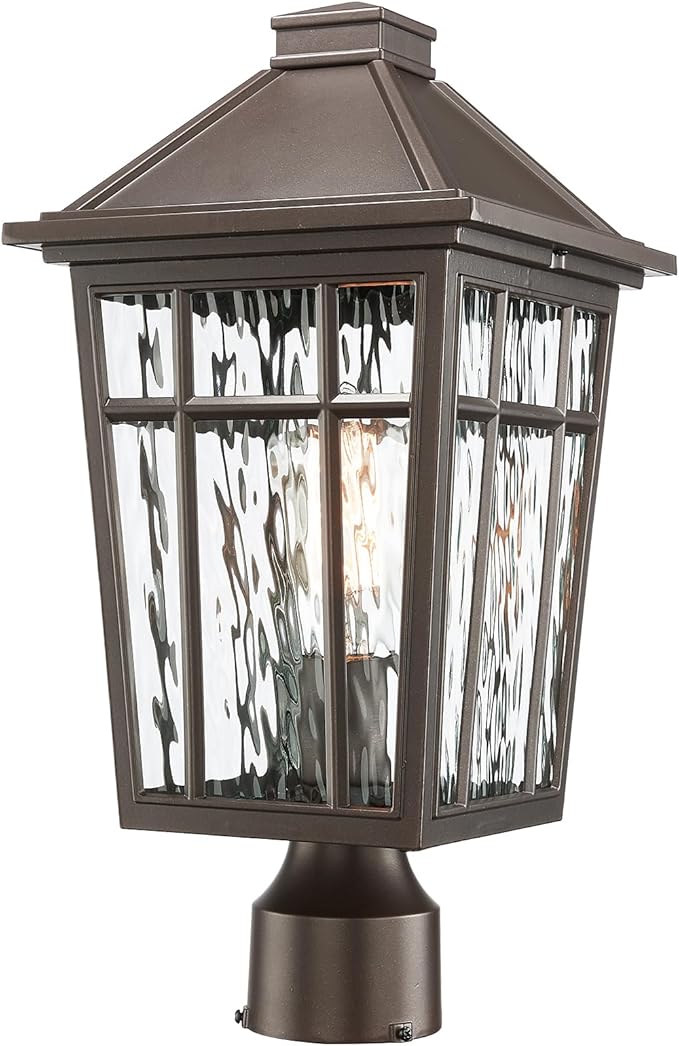 Darkaway Large Outdoor Post Lights Lamp Post Light Fixture, 17inch Waterproof Aluminum Housing with Water Ripple Glass, Fence Post Deck Lighting for Garden Patio Pathway