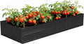 Vengarus 12x4x2FT Galvanized Raised Garden Bed Kit, Large Rectangle Elevated Planter for Vegetables, Flowers, Herbs and Succulents - 718 Gallon Capacity, Black