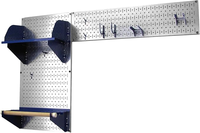 Wall Control Pegboard Garden Supplies Storage and Organization Garden Tool Organizer Kit with Metallic Pegboard and White Accessories