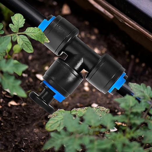 20 Pack 1/4" End Plugs for Drip Irrigation Tee Connectors, Quick Connect Universal Drip Irrigation Tubing Coupling Valve, Connector Locking Fitting for Sprinkler or Drip Irrigation System