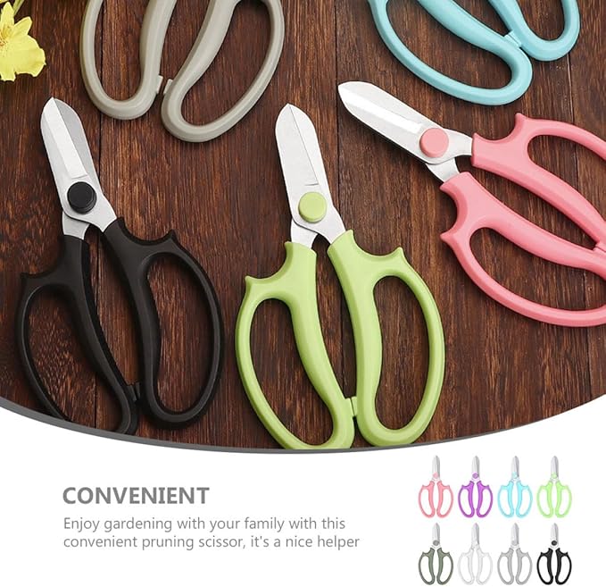Luxshiny 8pcs Garden Pruning Scissors Set with Handles, Flower Arranging and Fruit Harvesting Shears, Lightweight Trimming Hand Tools for Gardening and Orchard Use