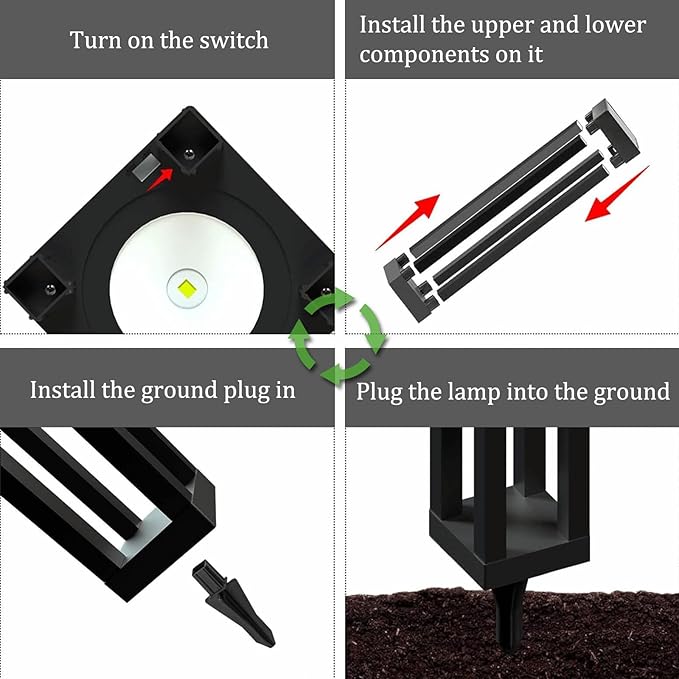 Solar Powered Outdoor Floor Lamp, Stainless Steel Solar Street Lights, Solar Floor Lamp Waterproof Deck Lights for Garden, Yard, Pathway, Porch