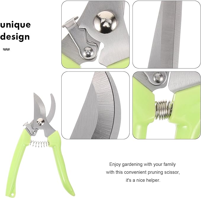 2pcs Stainless Steel Pruning Shears Gardening Cutting Tool Curved and Straight Blades Plant Scissors for Garden Flower Trimming and Fruit Picking