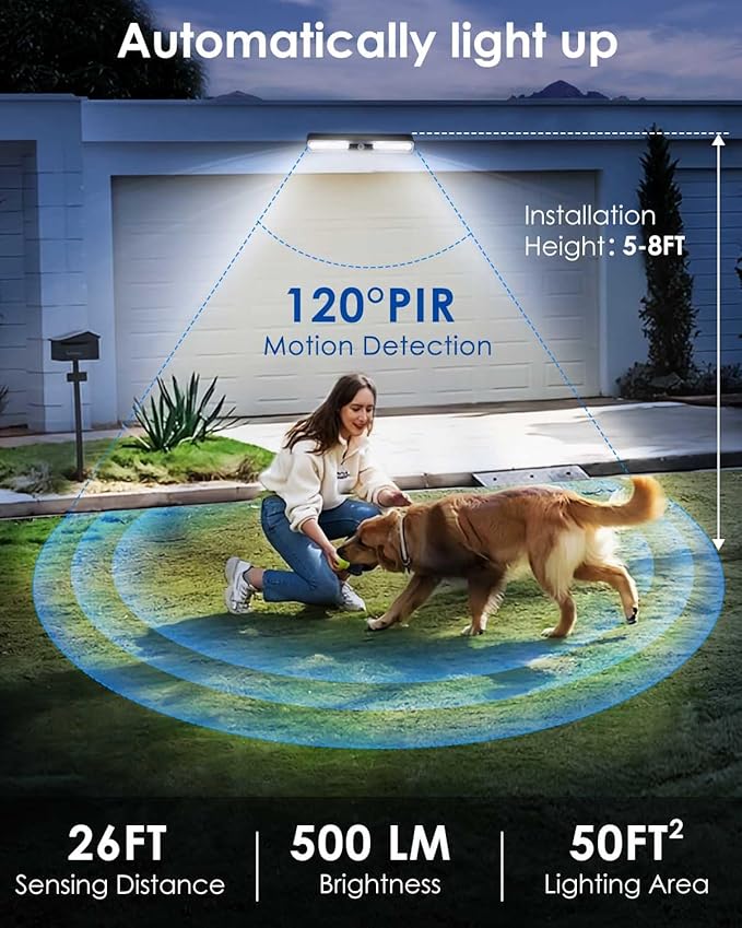 Clip on Solar Motion Sensor Lights Outdoor Waterproof with 36 LEDs, 1 Pack Solar Powered Fence Lights for Outside, Chain Link Fence, Garage, Gutter, Camping, Gate, RV (Cool White)