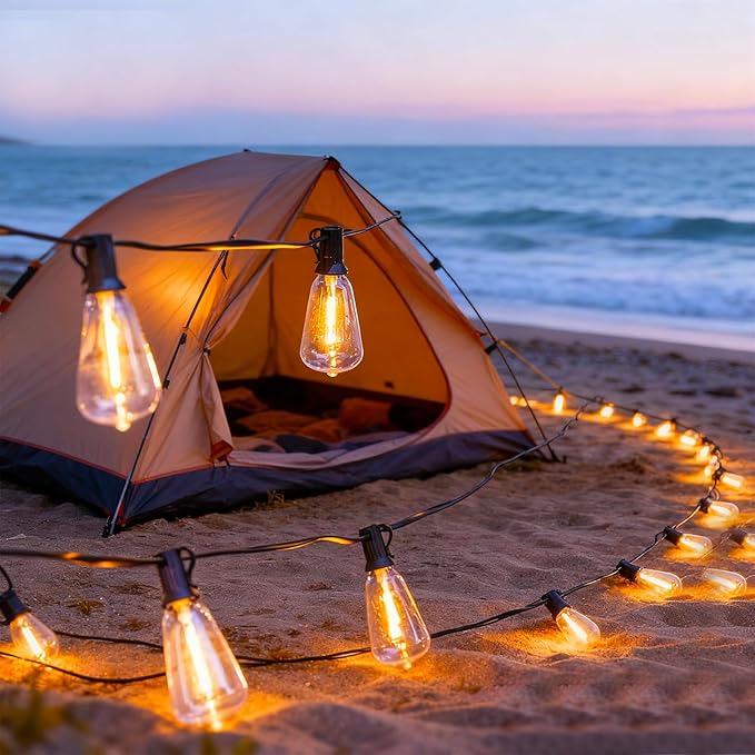 100 FT Patio Lights Outdoor Waterproof, 37+2 Shatterproof LED Bulbs Connectable Hanging Outdoor Electric Lighting, Plug-in, Balcony Camping Backyard Garden Decor with 2700K Warm White