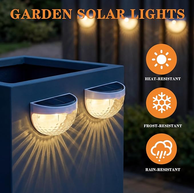 VIHOSE 8 Pack Raised Garden Bed Solar Lights Magnetic with Dusk to Dawn Sensors Wide Angle IPX4 Waterproof Solar Powered Lights Outdoor for Planter Raised Beds Garden Patio Yard Fence, Warm White