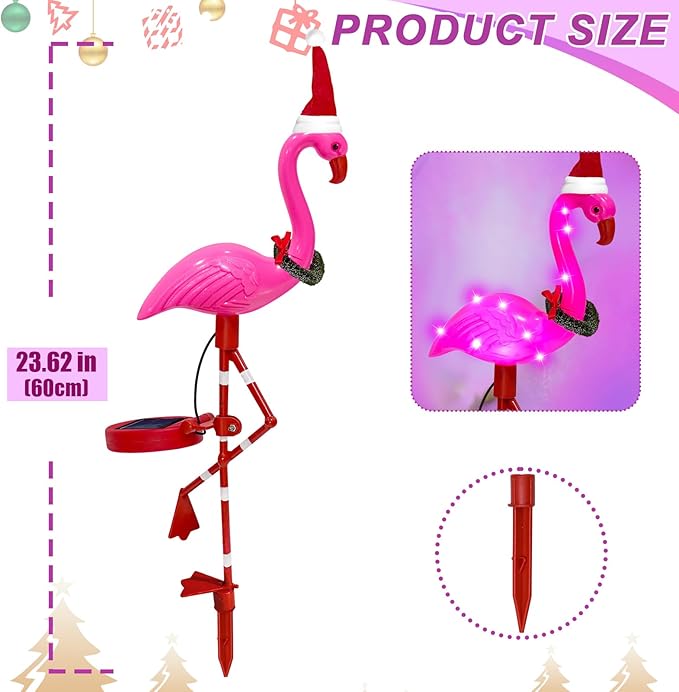 Solar Garden Lights Flamingo Decorations Outdoor Waterproof,2 Packs Solar Flamingo Light Garden Decor,Pink Flamingo Statue Decorative Figurine Lights for Yard Art Patio Porch Lawn