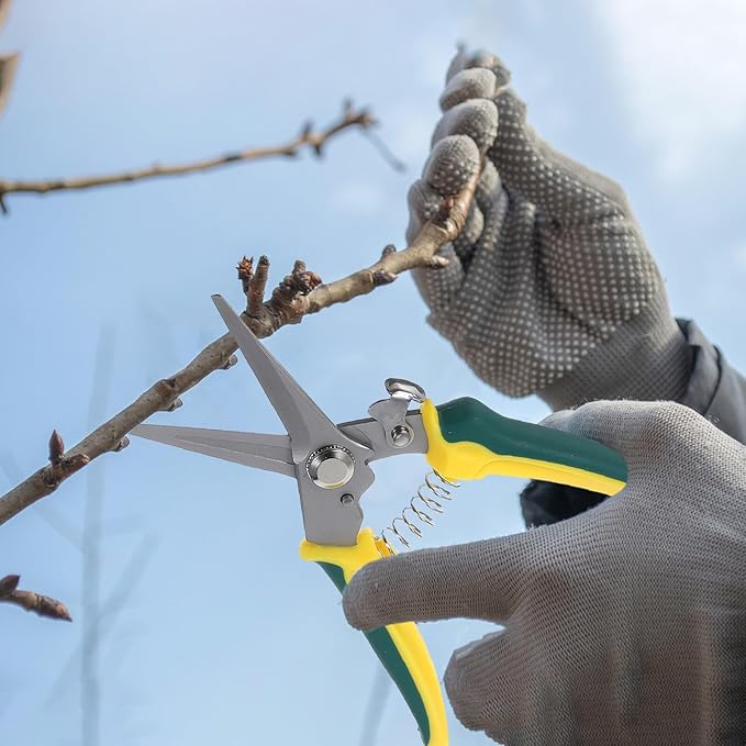 Garden Pruning Shear with Straight Tip, Stainless Steel Hand Clippers for Pruning Branches and Flowers, with Wrist Strap, Multifunctional Tool for Orchard and Garden Trimming