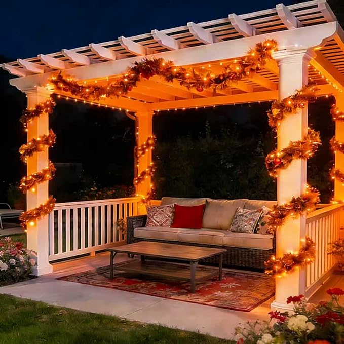 QITONG 4 Pack Solar Fairy Lights, Each 33ft 100 LED Orange Christmas String Light Outdoor Waterproof, 8 Modes Silver Wire Twinkle Mini Lights