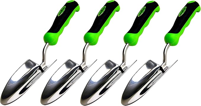 Garden Guru Super Strong Garden Trowel Hand Shovel - Stainless Steel - Rust Resistant - Ergonomic Grip - Perfect Tool for Gardening, Weeding, Transplanting and Digging in Garden Beds (4 Pack)