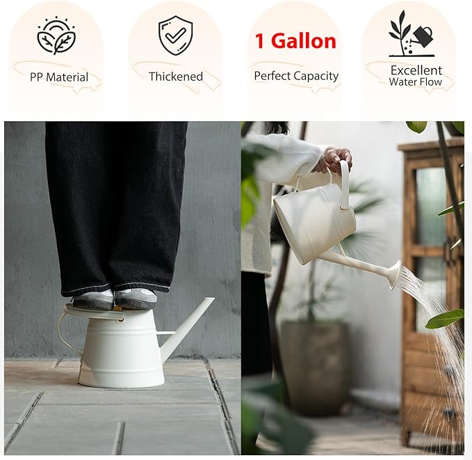 1 Gallon Watering Can for Plants, Watering Cans for Indoor&Outdoor Gardening, Water Can with Ergonomic Movable Handle (Gray)