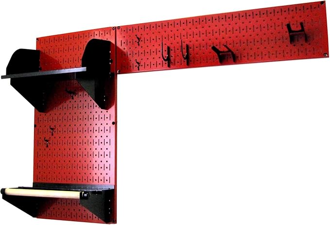 Wall Control Pegboard Garden Supplies Storage and Organization Garden Tool Organizer Kit with Red Pegboard and Black Accessories