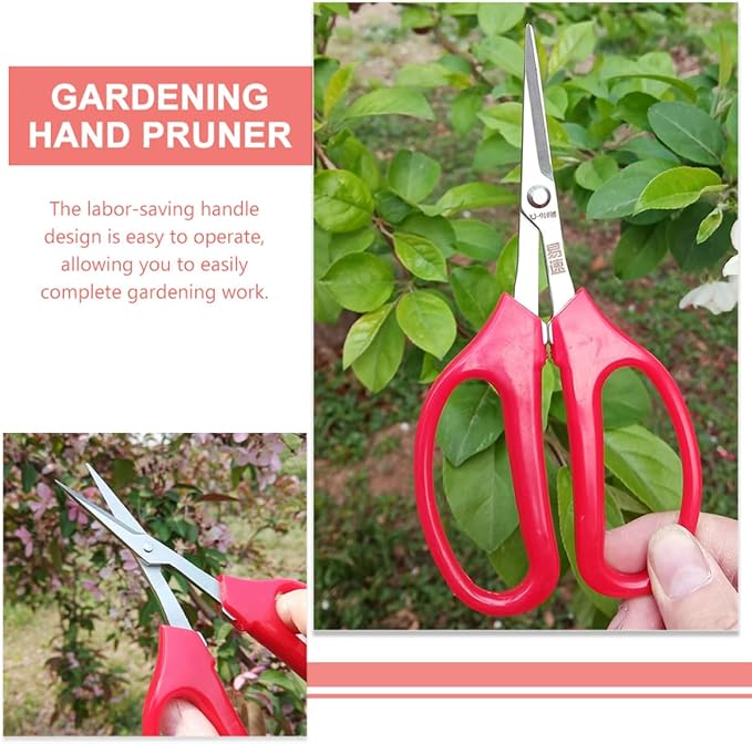Luxshiny Multifunctional Garden Pruning Shears Curved Blade Hand Pruner for Flowers and Fruits, Comfortable Handle Trimming Tool for Orchard and Floral Gardening
