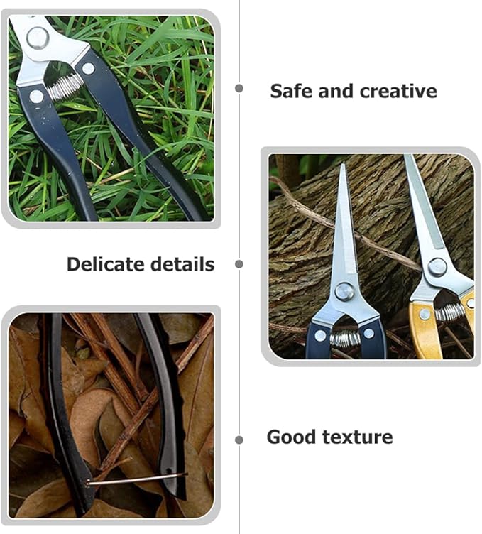 2pcs Garden Pruning Shears and Plant Clippers for Fruit Trees, Vegetable and Flower Trimming, Stainless Steel Blades with Straight Heads, Large Black Gardening Hand Tools for Fruit