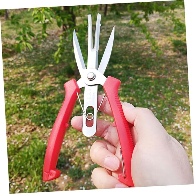 Double Mouth Fruit Scissors Pruning Shear for Gardening and Orchard Use Multi Functional One Handed Garden Tool for Trimming Branches Flowers and Vegetables