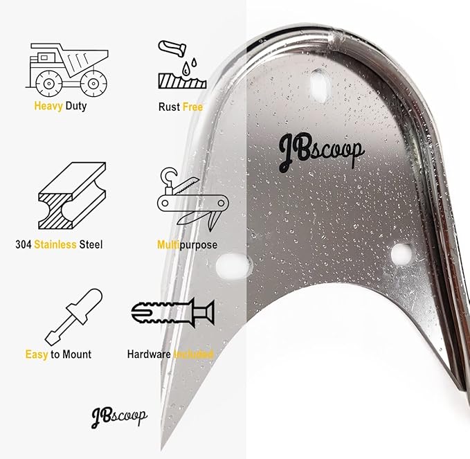JBscoop Garden Hose Holder Stainless Steel Small Wall Mount Garden Hose Hook, Ideal for Water, Air, Hydraulic Hose, Ropes, Extension Cords Heavy Duty & Rust Proof (1)