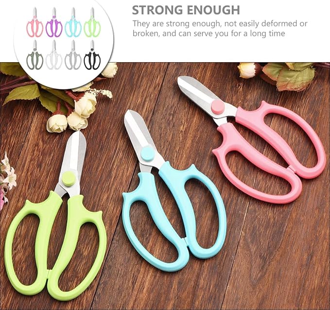 Luxshiny 8pcs Garden Pruning Scissors Set with Handles, Flower Arranging and Fruit Harvesting Shears, Lightweight Trimming Hand Tools for Gardening and Orchard Use