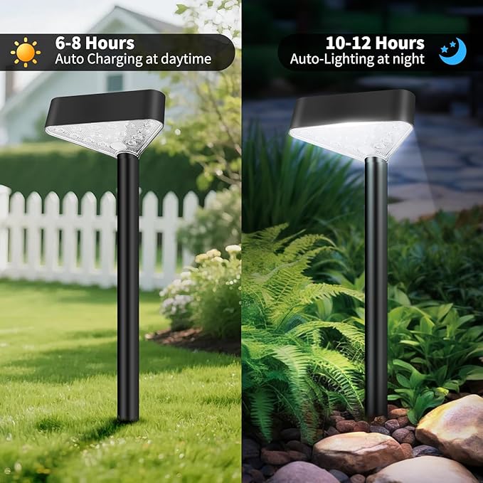 Solar Pathway Lights Outdoor, Bright LED Solar Landscape Lights, Waterproof Solar Garden Lights for Yard, Patio, Walkway, Lawn, Driveway(Cold White, 8 Pack)