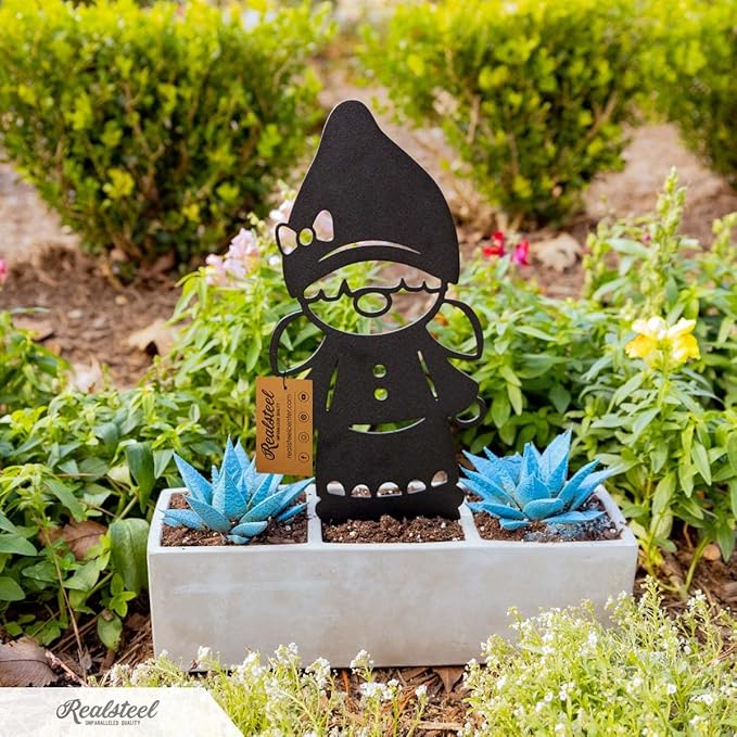 RealSteel Build Your Gnome Family Garden Stakes – Custom Metal Yard & Lawn Decor – Farmhouse Outdoor Garden Gnomes – Choose Your Set - Unique Gift - Flower Pot Gnomes