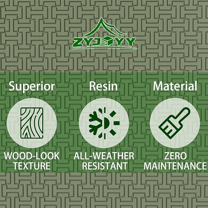 ZYJOYY Outdoor Storage Box, 90 Gallon Deck Box, Waterproof Resin Storage Bin for Patio Cushions, Gardening Tools, Lockable, UV Resistant,Olive Green