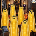 6PACKS Halloween Decorations Outdoor Solar Ghost Lights,Scary Ghost Decor with Spooky Party Gifts,Solar Halloween Path Lights for Front Porch/Yard/Garden/Home/Ghost Party Decor Warm White