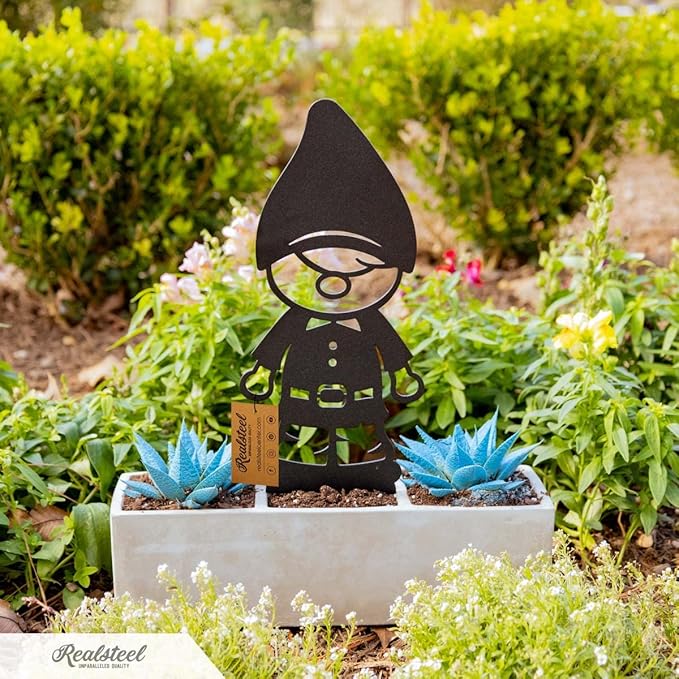 RealSteel Build Your Gnome Family Garden Stakes – Custom Metal Yard & Lawn Decor – Farmhouse Outdoor Garden Gnomes – Choose Your Set - Unique Gift - Flower Pot Gnomes