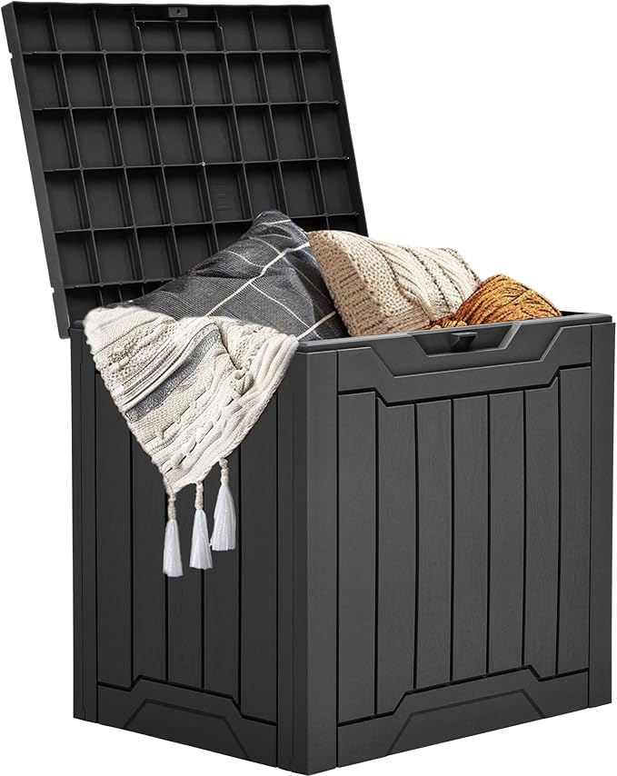 YITAHOME 31 Gallon Outdoor Storage Box, Resin Deck Box and Waterproof Package Delivery Box for Gardening Tools, Pool Supplies, Patio Furniture, Lockable, Black