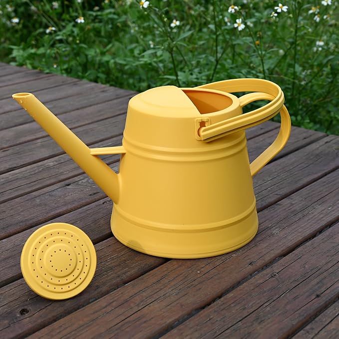 1 Gallon Watering Can for Plants, Watering Cans for Indoor&Outdoor Gardening, Water Can with Ergonomic Movable Handle (Yellow)