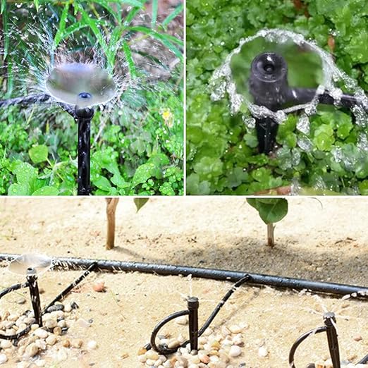 Topiverse 50 Pcs Drip Irrigation Emitters, Adjustable Flow 0-20 GPH Irrigation Drippers with Stake, Full Circle Flow Sprinkler Head, Micro Sprinkler for Garden Patio Lawn Flower Bed