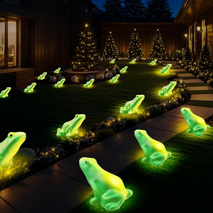 Solar Frog Path Lights Outdoor for Garden Art Decor,6PACKS Frog Easter Yard Decorations,Frog Lights for Housewarming Gifts,Lawn Ornament,Gardening Gifts for Grandma,Women,Mom Day,House Decor