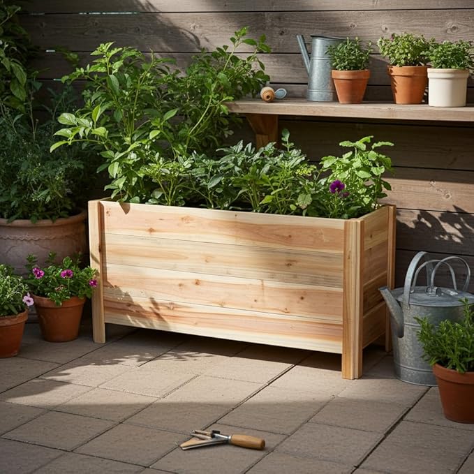 Tall Cedar Raised Garden Planter Box with Legs – Elevated Design for Comfortable Gardening, Custom Sizes for Home, Patio & Commercial Use (36" L x 18" W x 25" H)