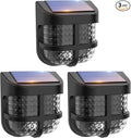 Energetic Solar Powered Garden Lights with Dusk to Dawn Sensors, Magnetic Solar Lights Outdoor, Waterproof, 3000K Warm White, LED Fence Lighting for Planter Raised Beds, FCC, Black, 3 Pack