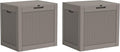 WTFGO 32 * 2 Gallon Outdoor storage deck Box Waterproof ，garden tool,backyard cushion,poolside storage,Small delivery boxes for outside,Two Boxes/set (Rattan Gray