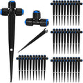 40 Pack 1/4" Drip Irrigation Tee Connectors, Quick Connect Universal Drip Irrigation Tubing Coupling Valve, Connector Locking Fitting for Sprinkler or Drip Irrigation System