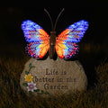 Solar LED Butterfly Garden Statue with Sparkling Light-Up Wings - Outdoor Yard Patio Decor Figurine, for Women Mom Grandma (Orange)