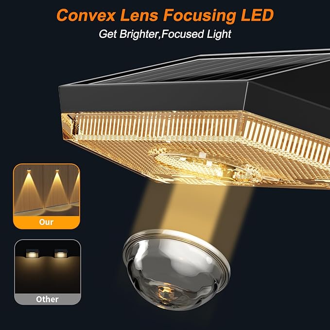 Ellasay Solar Fence Lights Outdoor: Solar Powered Deck Light - 10 Lighting Modes with RGB - Waterproof IP65 - Led Lens Wall Decor for Garden Patio Backyard Porch 4 Pack