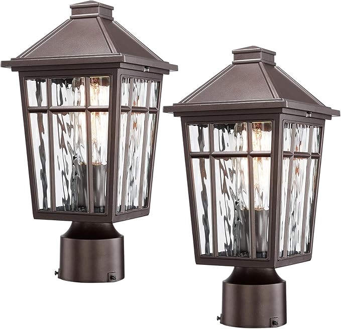 Darkaway Outdoor Post Lights Lamp Post Light Fixture, Waterproof Aluminum Housing with Water Ripple Glass, Fence Post Deck Lighting for Garden Patio Pathway