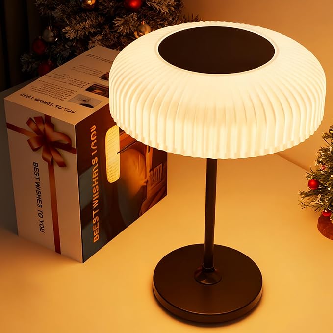 Solar Outdoor Table Lamp - Waterproof Shower Lamps with Light Sensor, Touch Dimmable Cordless Table Lamp Rechargeable for Garden Patio Bathroom Bedroom, lámpara de escritorio