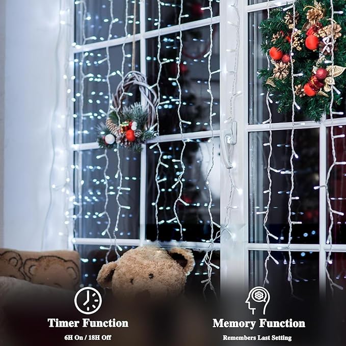 66 FT 200 LED Christmas String Lights Outdoor/Indoor, Extendable Twinkle Fairy Lights Waterproof Clear Wire with 13 Modes for Garden Bedroom Patio Christmas Tree Decorations (Cool White)