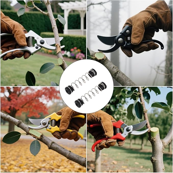 Pruner Spring Replacement Kit 6 Set Replacement Springs with Rubber Base Cap for Hand Pruners Pruning Shears Trimming Snips and Garden Clippers