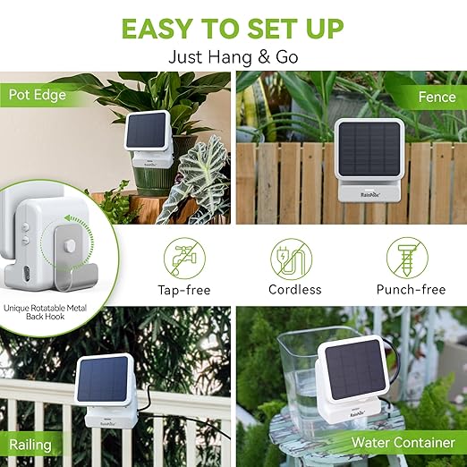 RAINPOINT Dual Power APP Control WiFi Solar Automatic Plant Waterer,Pump Device Only Hub Required,IP54 Indoor/Outdoor Vacation Smart Remote Monitoring Drip Irrigation Kit Water 10-20 Plants